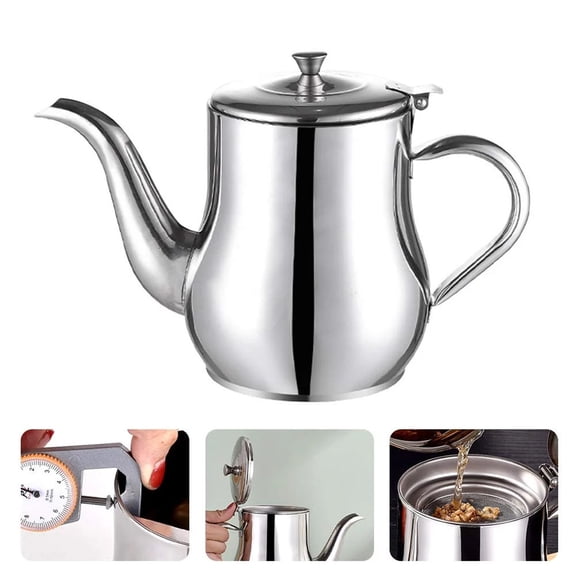 Stainless Steel Small Teapot with Removable Strainer, 8.7 Oz Pour Over Kettle for Loose Leaf Tea & Pour-Over Coffee, Silver small coffee Tea Pot Infuser for Home, Kitchen, Hotel, 1 Pcs, 4.3x2.75"