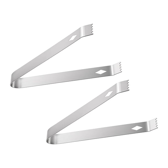 Stainless Steel Small Tongs 6 Inch, 2 Pack Metal Serving Tongs with Teeth for Salad Ice Sugar Coffee, Restaurant Grade Mini Tongs for Kitchen Party Appetizers, Silver