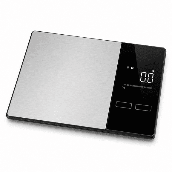 Stainless Steel Smart Coffee Scale, Digital Kitchen Food Scale with Nutrition Display, Touch Buttons, Easy Clean Platform and 5 Measuring Units for Coffee, Baking and Meal Prep
