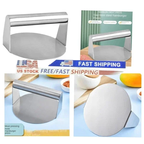 LYSSA -Stainless Steel Smash Burger Press,5.5 Inch Round Grill Press,Smashed Hamburger
