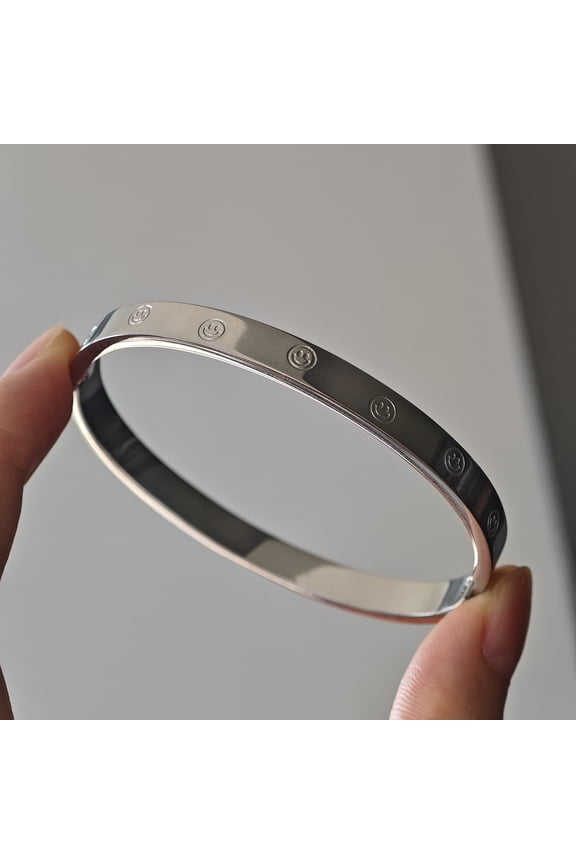Stainless Steel Smiling Face Bracelet For Women Happy Face Bangle