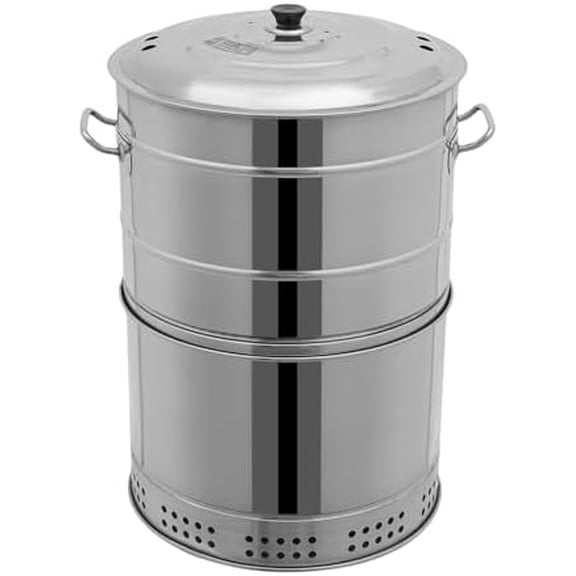 Stainless Steel Smoker Barrel Grill,15 lbs Portable Charcoal for Precise Temperature Control, Outdoor Cooking Smoker, Heavy-Duty 304 Stainless Steel Construction,for Camping Backyard & Home