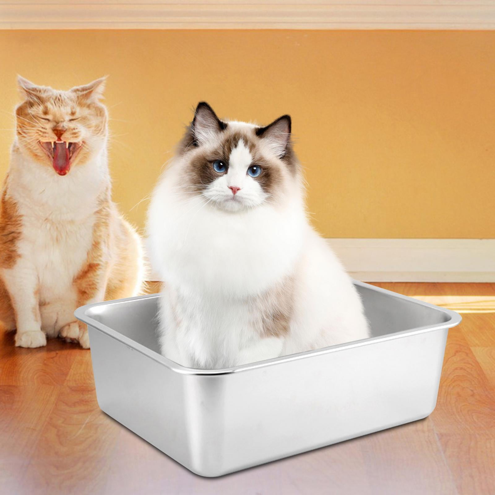 Stainless Steel Smooth Litter Pan for Cats and Rabbits Metal Rabbit