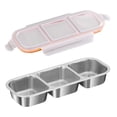thumbnail image 1 of Stainless Steel Snack Box with Lids - 3-Section Grab & Go Food Container - Leakproof Divided Storage for Snacks, Sauces & Takeout (BPA-Free), 1 of 6