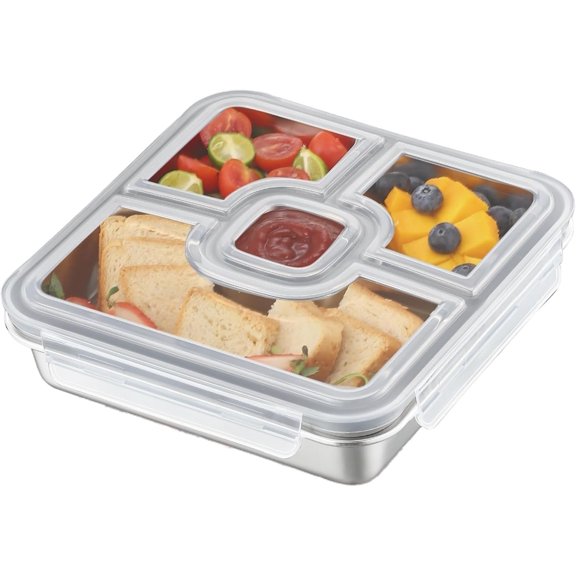 Stainless Steel Snack Containers with  1 Pack Lunchable Meal Prep Containers  Meal Prep Lunch Containers for Adult Divided Stackable Bento Lunch Box for  Travel (1, Gray, Large)