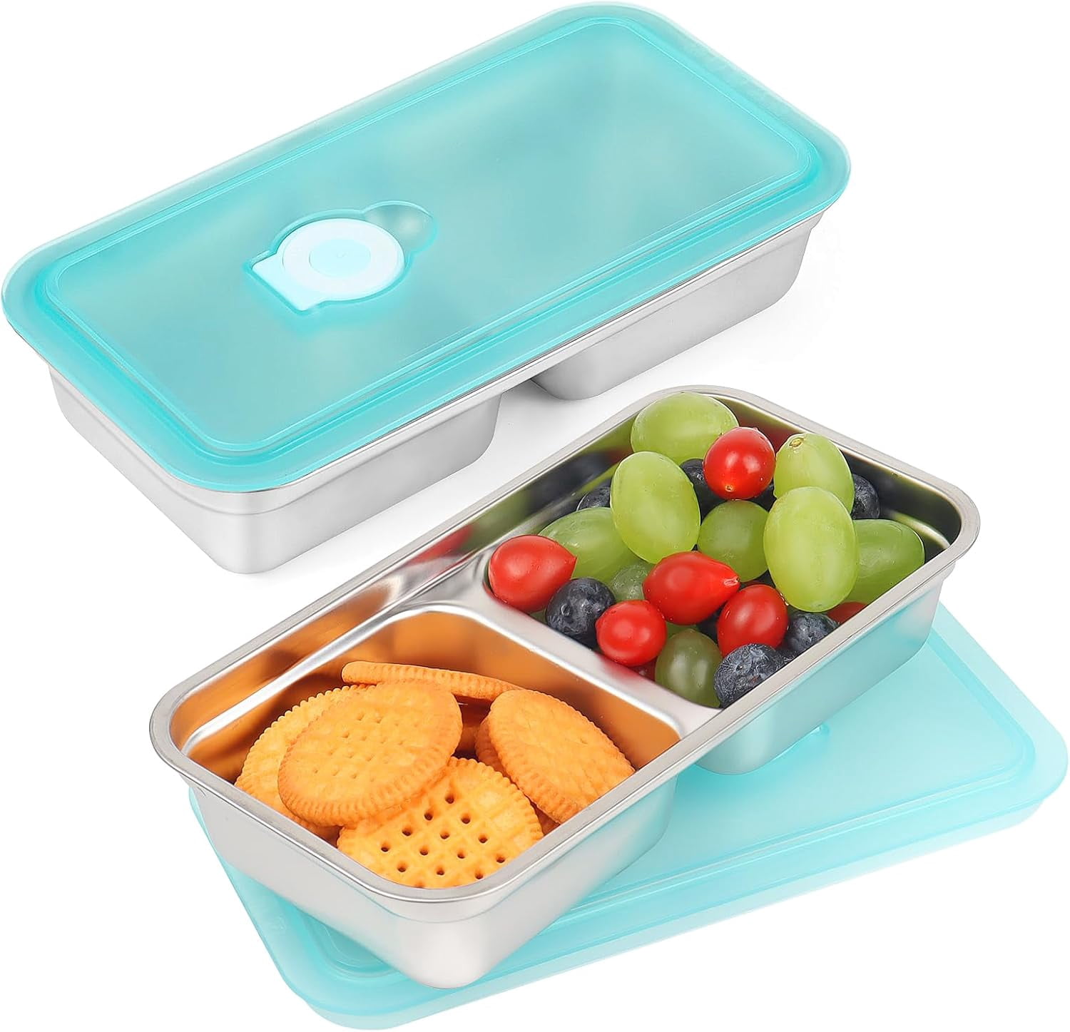 Stainless Steel Snack Containers, 2 Pack Grab and Go Snack Containers ...