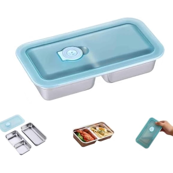 Stainless Steel Snack Containers, 2025 New Double Compartment Snack Containers, Collapsible Snack With Lids, Dishwasher-Reusable Condiment with Lids, Portable Travel Sauce Fruits (1Pcs)