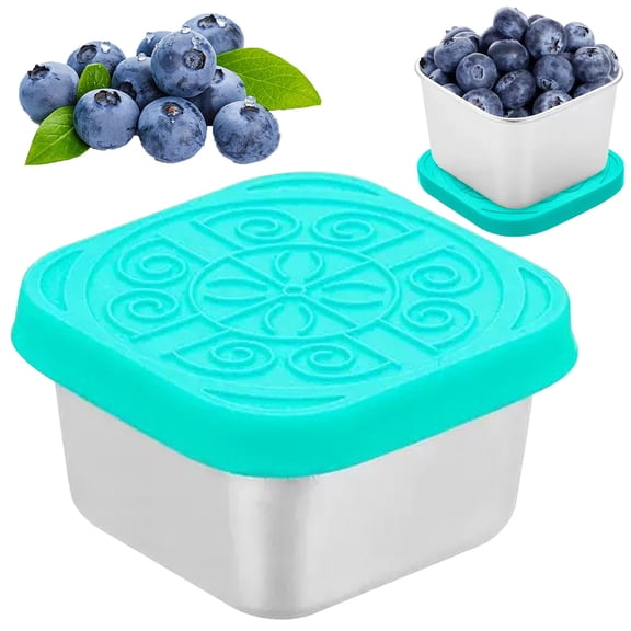 Stainless Steel Snack Containers,2oz Easy Open Leak Proof Reusable Snack Box Container with Lids,Small Lunch Containers for Meal Prep,School,Picnic and Travel
