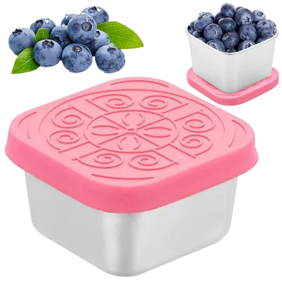 Stainless Steel Snack Containers,2oz Easy Open Leak Proof Reusable Snack Box Container with Lids,Small Lunch Containers for Meal Prep,School,Picnic and Travel