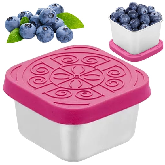 Stainless Steel Snack Containers,2oz Easy Open Leak Proof Reusable Snack Box Container with Lids,Small Lunch Containers for Meal Prep,School,Picnic and Travel
