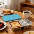 thumbnail image 1 of Stainless Steel Snack Containers with Silicone Lids - 2 Compartment Reusable Metal Lunch Box for Adults - Stackable Bento Tray for Work Picnic - Leakproof Food Storage Container, 1 of 6