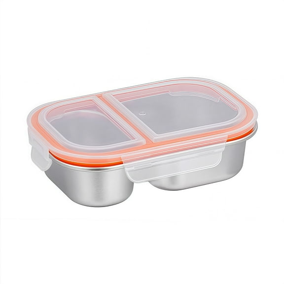 Stainless Steel Snack Containers Small Food Lunch Box 2 Compartment with Lids White