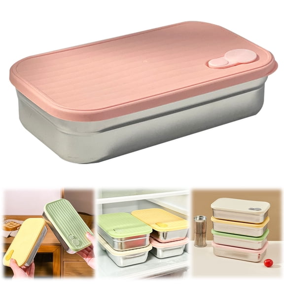Stainless Steel Snack Lunch Box, 1 Pack Food Storage Container with Silicone Lid for Fruits, Yogurt, Salad and On the Go Meals
