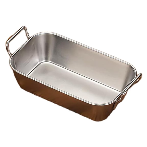 Stainless Steel Snack Serving Basket with Double Handles, Metal French Fries Nuggets Tray, Stackable Hot Pot Ingredient Container for Restaurant Home Kitchen