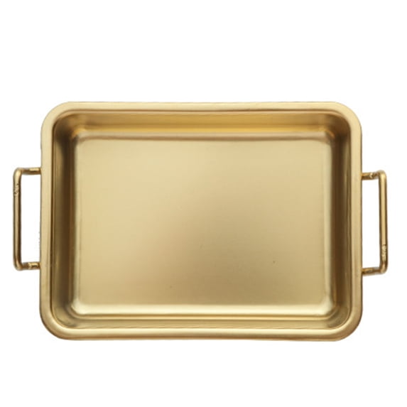 Stainless Steel Snack Tray With Ears Barbecue Tray Restaurant Golden Plate Fried Chicken Dessert Plate,plastic dining plate