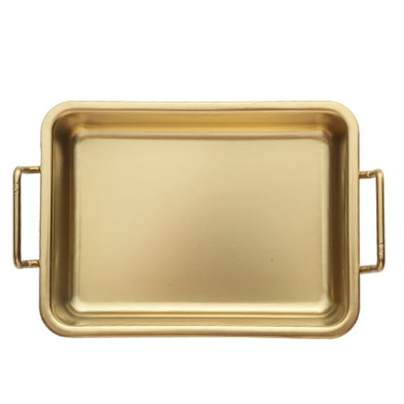 Stainless Steel Snack Tray With Ears Barbecue Tray Restaurant Golden Square Plate Fried Chicken Dessert Plate