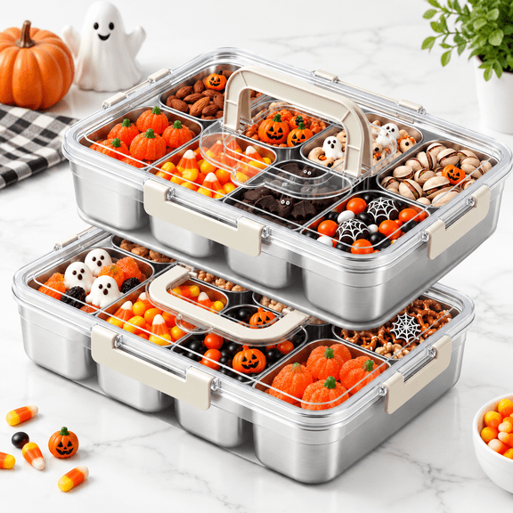 Stainless Steel Snackle Box Container With Handle 2 Sets