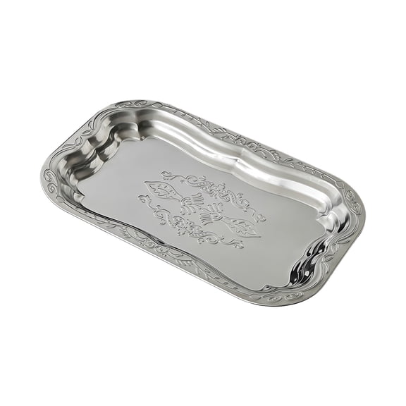 Stainless Steel Snacks Tray With Floral Embossing Pattern Serving Platters For Table Setting Wedding Parties Decoration