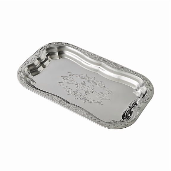 Stainless Steel Snacks Tray With Floral Embossing Pattern Serving Platters For Table Setting Wedding Parties Decoration