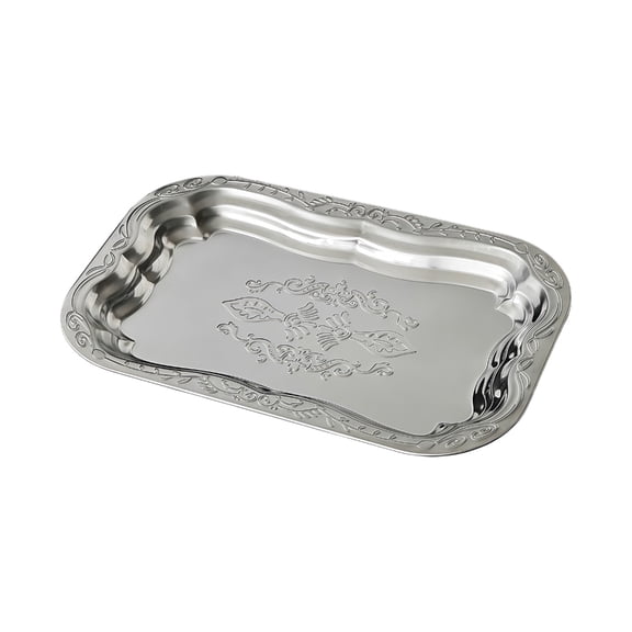 Stainless Steel Snacks Tray With Floral Embossing Pattern Serving Platters For Table Setting Wedding Parties Decoration