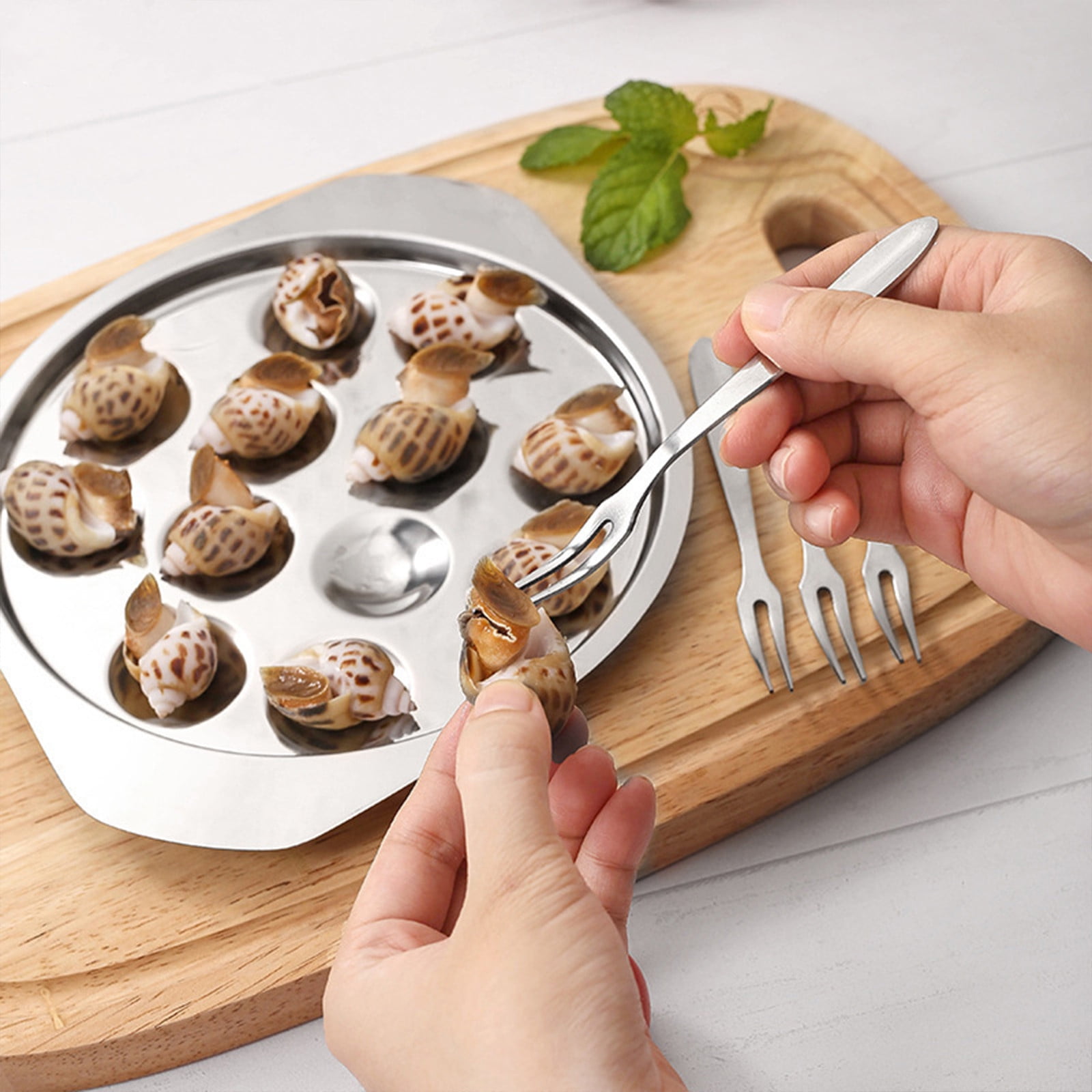 Stainless Steel Snail Escargot Plate Set, Stainless Steel Snail ...