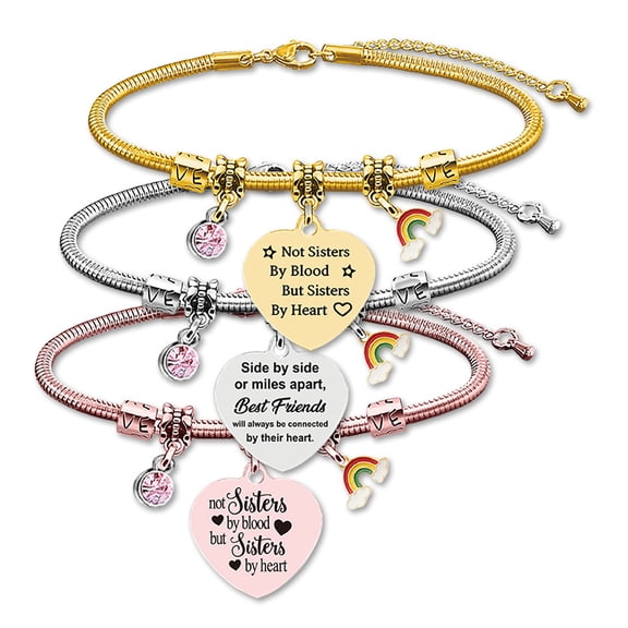 Stainless Steel Snake Chain Bracelet Best Friend Anniversary Gift Rainbow Titanium Steel Engraved Accessory