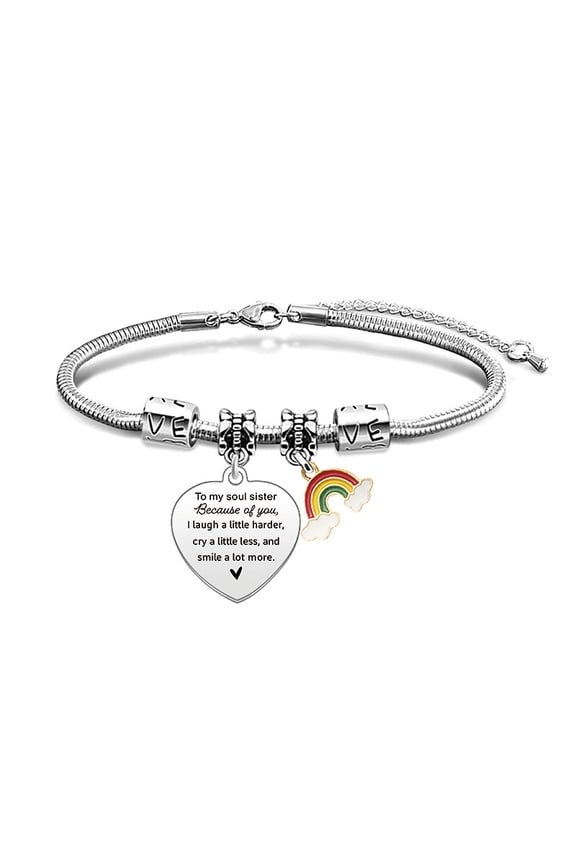 Stainless Steel Snake Chain Bracelet Bestie Friends Edition Rainbow Holiday Gift Engraved Titanium Steel Bracelet
