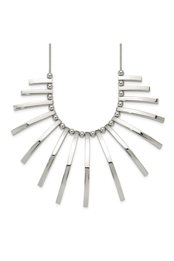 Stainless Steel Snake Fancy Necklace Chain Chisel Polished Bars and Beads on a 19 inch with 2 Extension mm