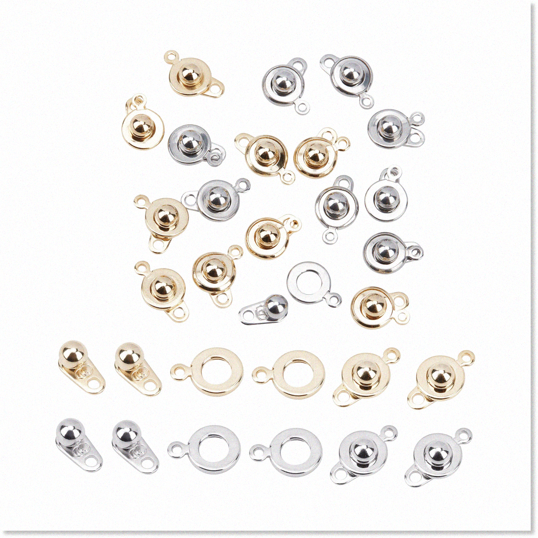 Stainless Steel Snap Button Clasp 20 Sets 2 Colors Jewelry Clasps for Necklaces Bracelets