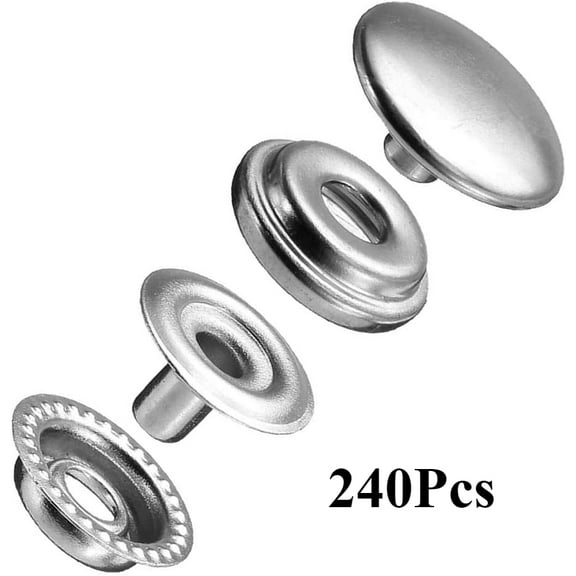 Stainless Steel Snap Fastener Kit,240 Pieces 15mm Heavy Duty Snap Button Press Stud Cap with Pliers, Sewing Leather Clothes, Bags,Jeans Wears,DIY Craft