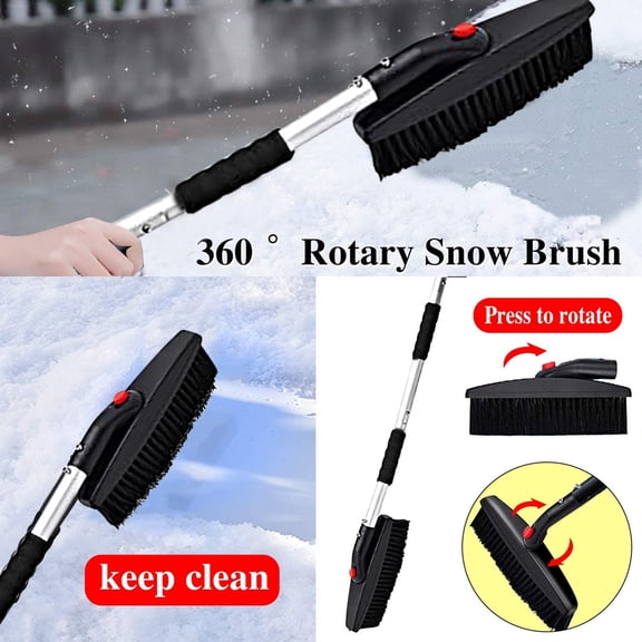 Stainless Steel Snow Shovel, Ice Remover, Detachable Car Snow Brush 3-In-1 With Rotating Snow Brush Head And Ice Scraper For Vehicle Winter Maintenance