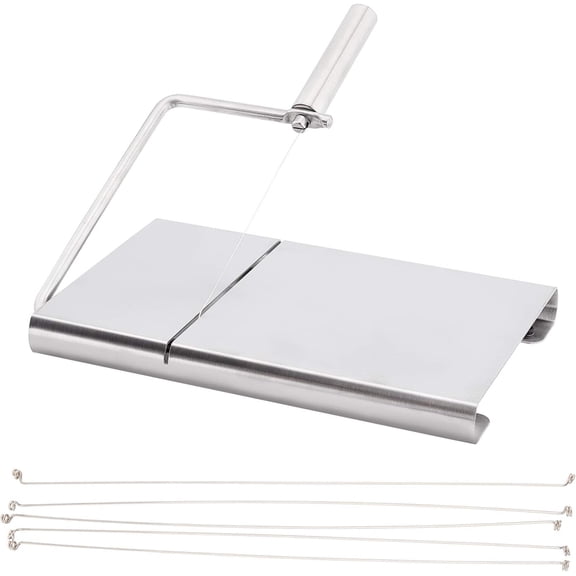 Stainless Steel Soap Cutter Slicer with Accurate Scale Wire Soap Cutter Wire Cheese Slicer Cheese Cutters for Soap Butter with 5 Replaceable Soap Cutter Wires for Handmade Soap Making DIY