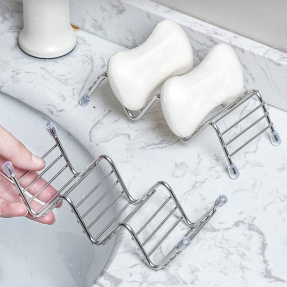 Stainless Steel Soap Dish with Draining Rack and Drip Tray for Bathroom Countertop Storage, Organizer for Kitchen Sink and Shower Accessories, Keeps Bar Soap Dry and Mess-Free