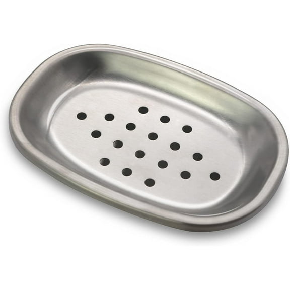 Stainless Steel Soap Dish Highly Reliable and Durable Double Layers Metal Soap Holder with Draining Tray Bathroom Shower, Kitchen Sink Oval1