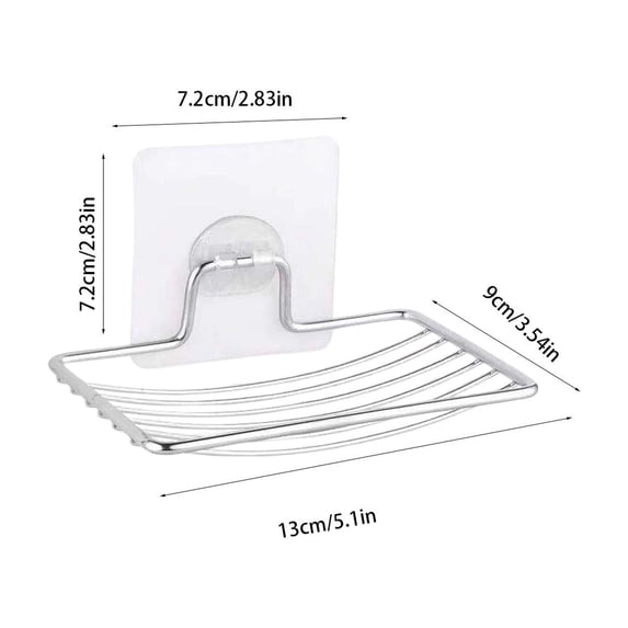 Stainless Steel Soap Holder Wall Mount No Drilling Adhesive 5.1x3.54in Silver Rustproof Drainage Dish for Bathroom Shower Kitchen