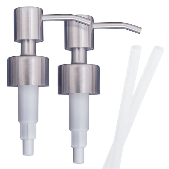Stainless Steel Soap & Lotion Dispenser Pumps, Brushed Nickel Replacement (2 Pack)