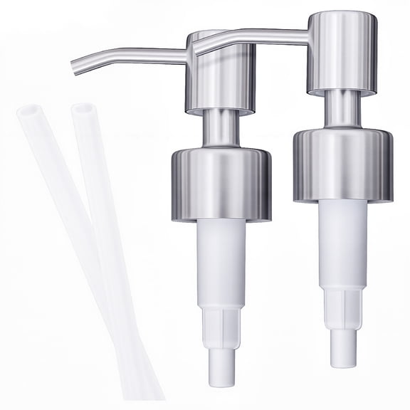 Stainless Steel Soap & Lotion Dispenser Pumps, Brushed Nickel Replacement (2 Pack)
