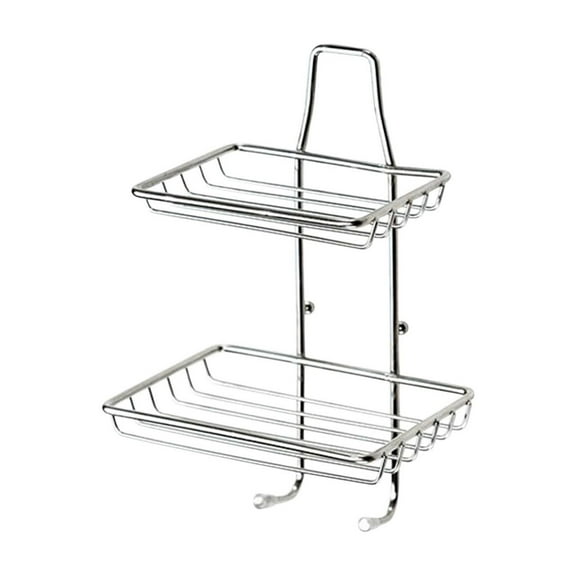Stainless Steel Soap Rack | Non-Perforated Wall Mounted Soap Holder | 2-Tier Bathroom Storage Organizer for Soap & Shower Gel | 5x4x8 Inch