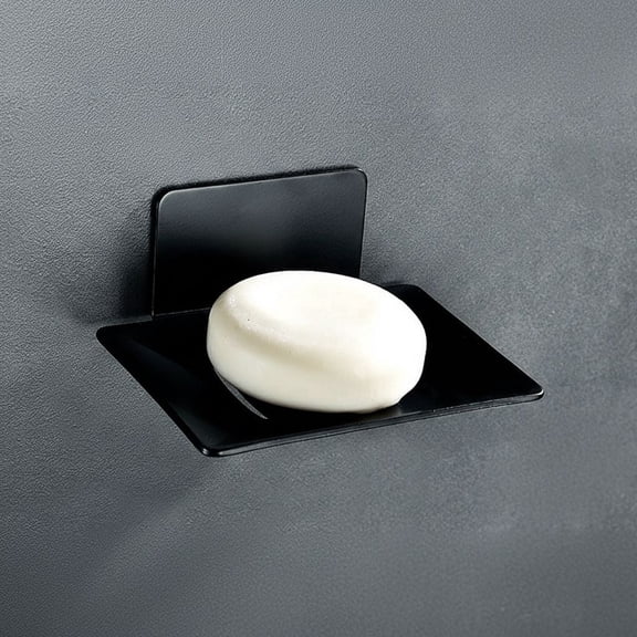 Stainless Steel Soap Tray, 3 Slot Self-Adhesive Wall Mounted Shower Soap Stand (Black)