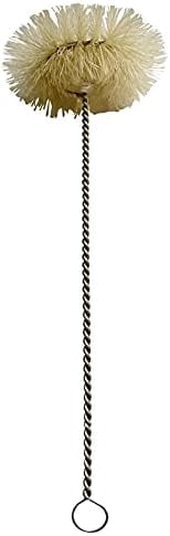 Stainless Steel Soda Bottle Cleaning Brush in Natural Boar Bristle Wool Tip, Long Handle, Flexible Bendable Thick Wire Cleaner for Narrow Neck Water Baby Bottles Straw Pipe Tube Flask (Round)