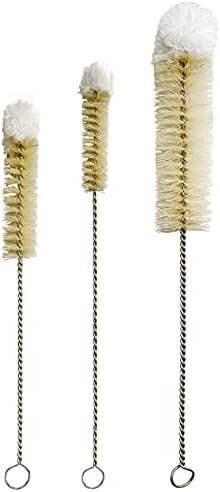 Stainless Steel Soda Bottle Cleaning Brush Set in Natural Boar Bristle Wool Tip Long Handle, Flexible Bendable Thick Wire Cleaner for Narrow Neck Water Baby Bottles Straw Pipe Tube Flask (3)
