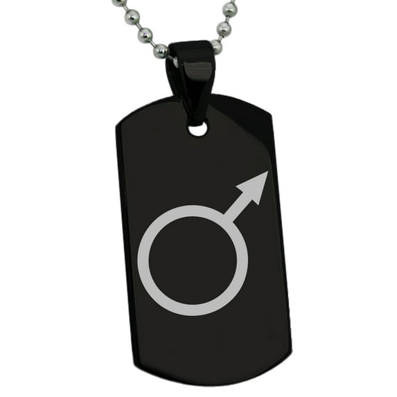 Stainless Steel Solar System Planetary Mars Engraved Dog Tag Pendant Necklace