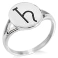 thumbnail image 1 of Stainless Steel Solar System Planetary Saturn Minimalist Oval Top Polished Statement Signet Ring, 1 of 1