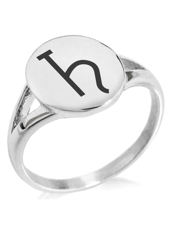Stainless Steel Solar System Planetary Saturn Minimalist Oval Top Polished Statement Signet Ring