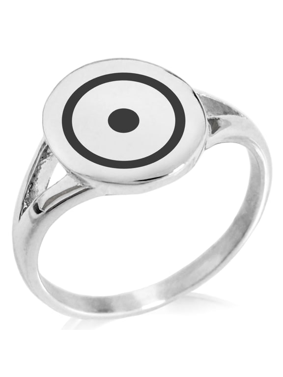 Stainless Steel Solar System Planetary Sun Minimalist Oval Top Polished Statement Signet Ring
