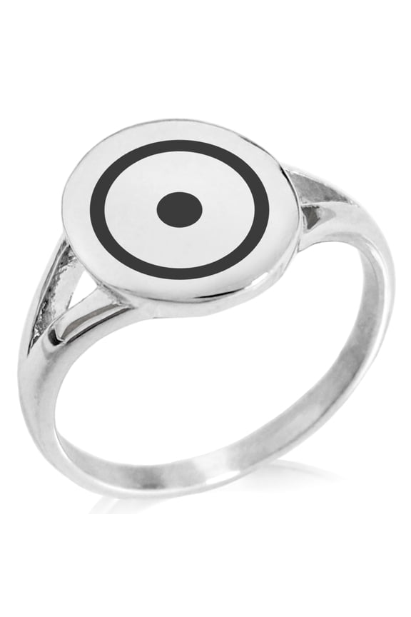 Stainless Steel Solar System Planetary Sun Minimalist Oval Top Polished Statement Signet Ring