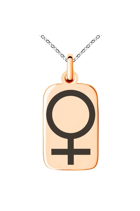 Stainless Steel Solar System Planetary Venus Engraved Small Rectangle Dog Tag Charm Pendant Necklace