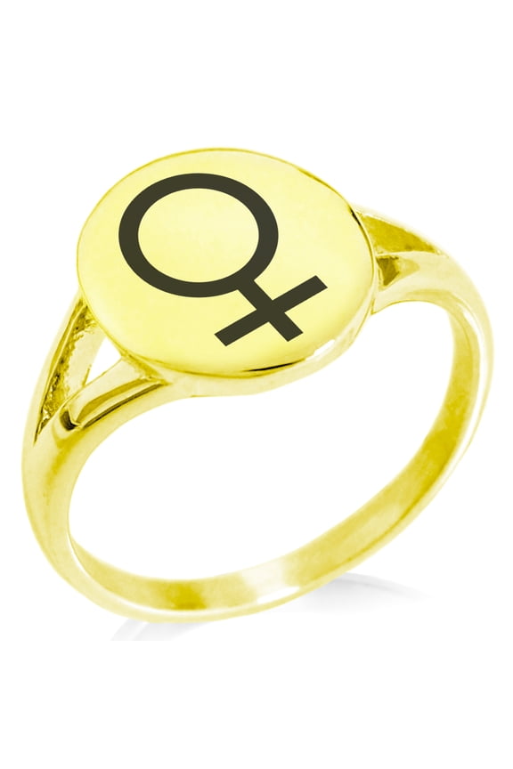 Stainless Steel Solar System Planetary Venus Minimalist Oval Top Polished Statement Signet Ring