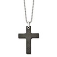 thumbnail image 1 of Stainless Steel Solid Black Carbon Fiber Cross Necklace - 22 Inch - Measures 34.4mm Wide, 1 of 2