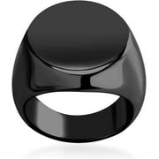 KASAKIA Stainless Steel Solid Plain High Polish Round Signet Ring for Men